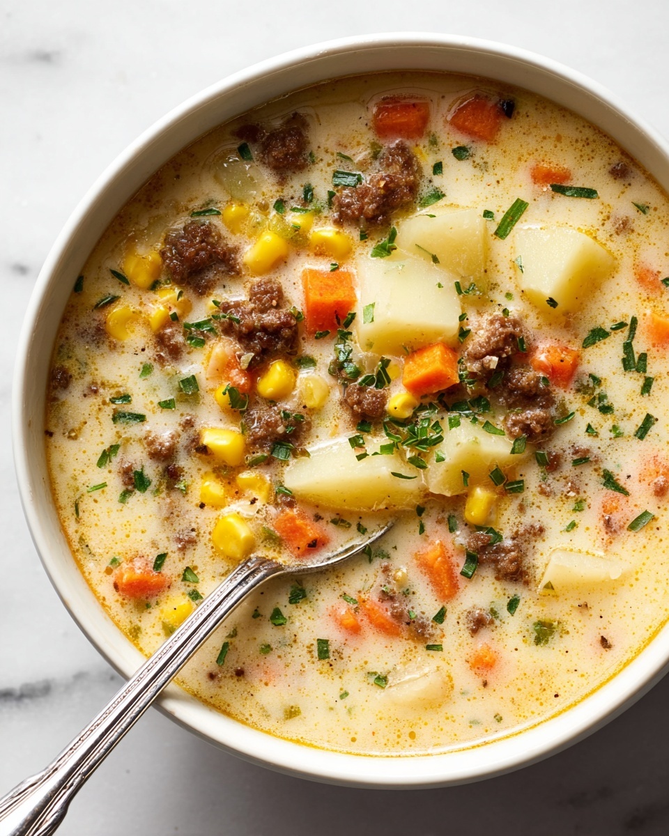 Creamy Hamburger Potato Soup Recipe - Recipe Image