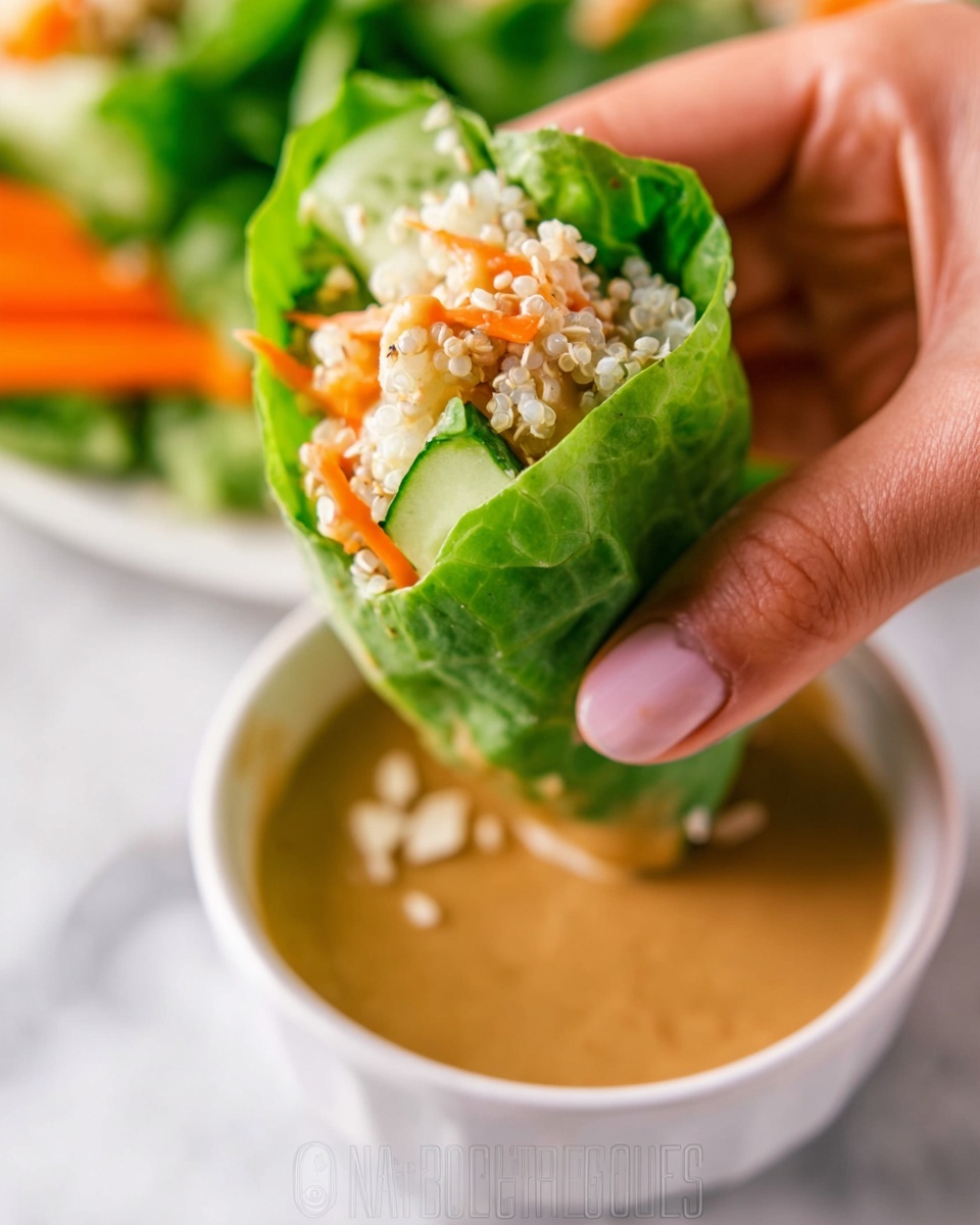 Chicken Quinoa Lettuce Wraps with Peanut Sauce Recipe - Recipe Image