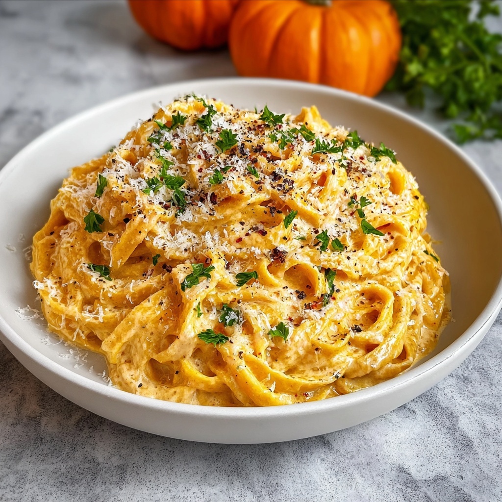Creamy Roasted Pumpkin Alfredo Pasta Recipe - Recipe Image