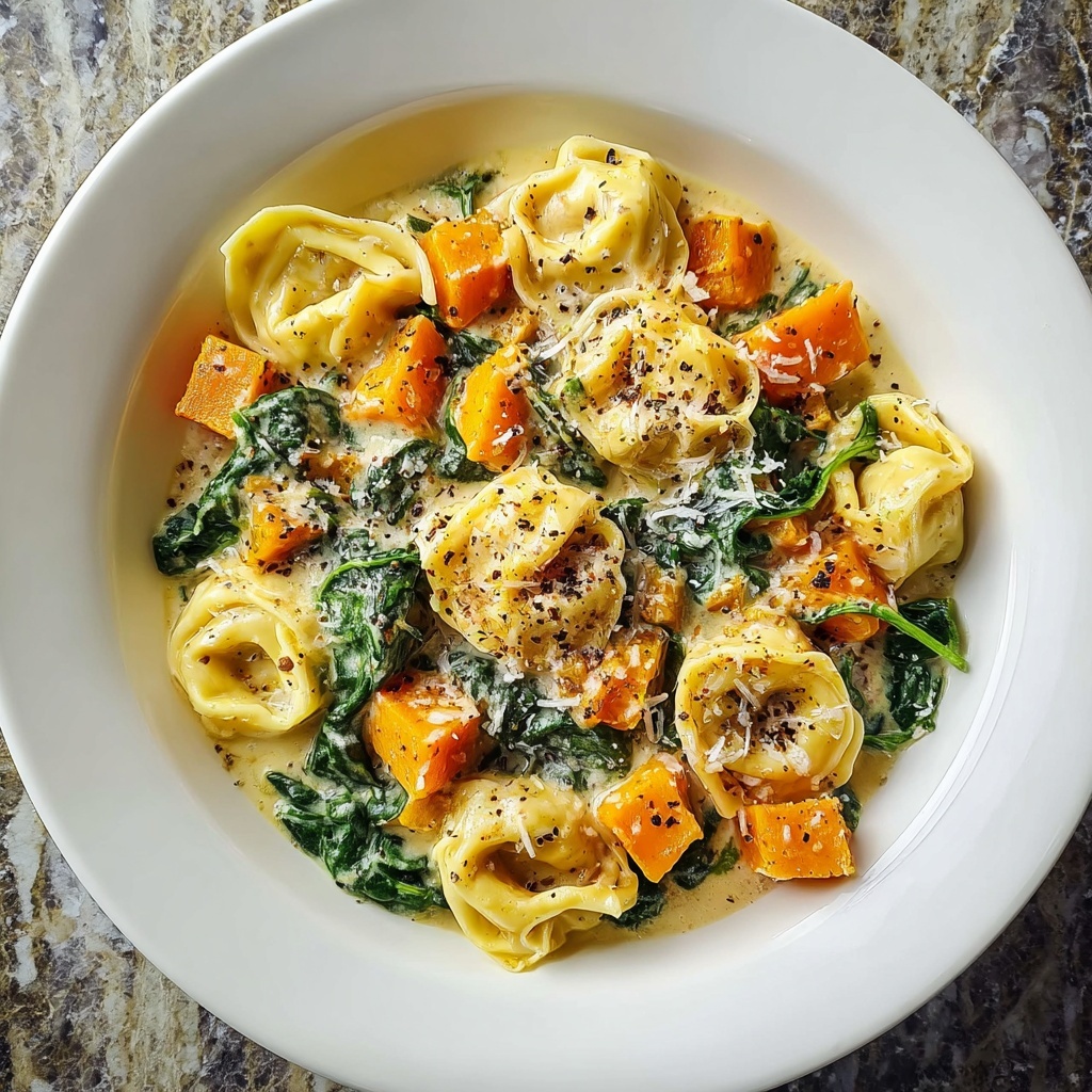 Creamy Skillet Tortellini with Sweet Potato and Spinach Recipe - Recipe Image