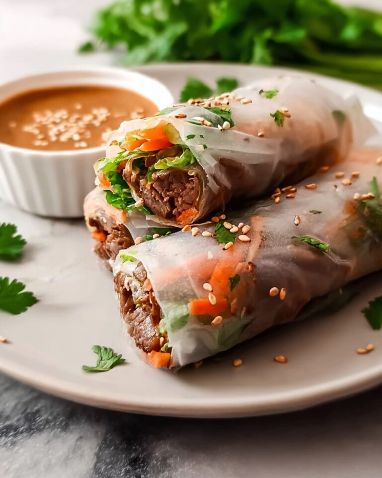 Beef Spring Rolls with Peanut Lime Dipping Sauce Recipe