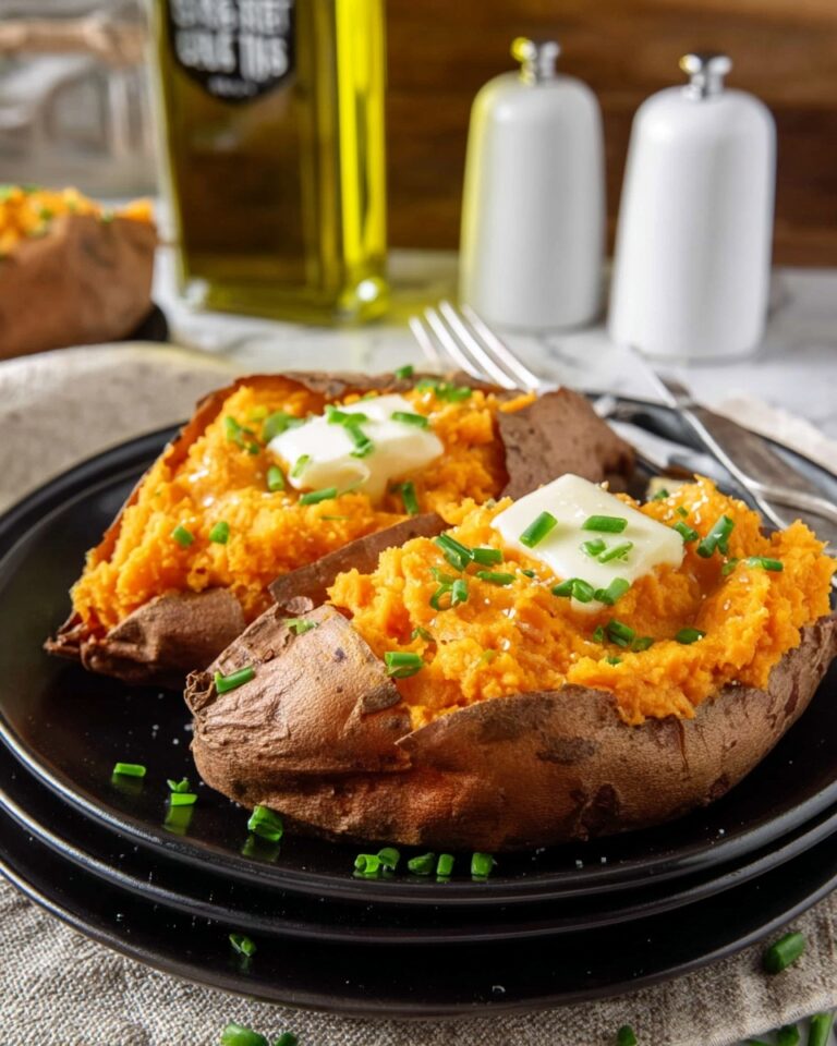 Air Fryer Baked Sweet Potatoes with Butter and Chives Recipe