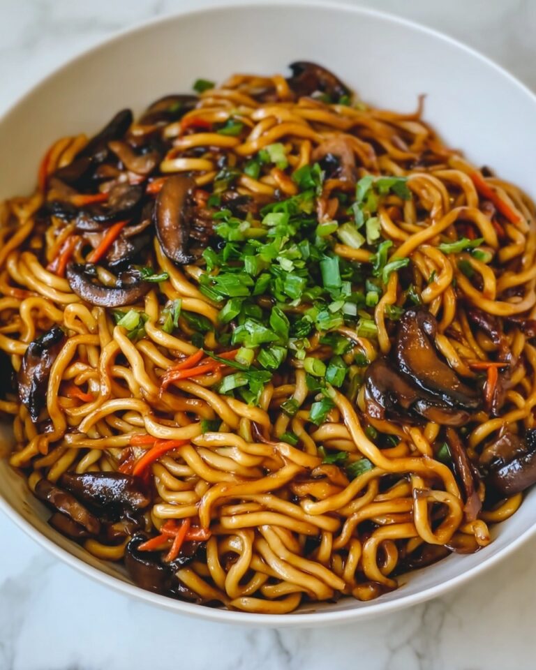 Savory Mushroom Noodles with Soy Sesame Sauce Recipe