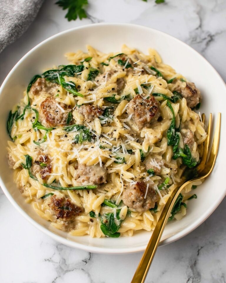 Creamy Italian Sausage Orzo with Spinach Recipe