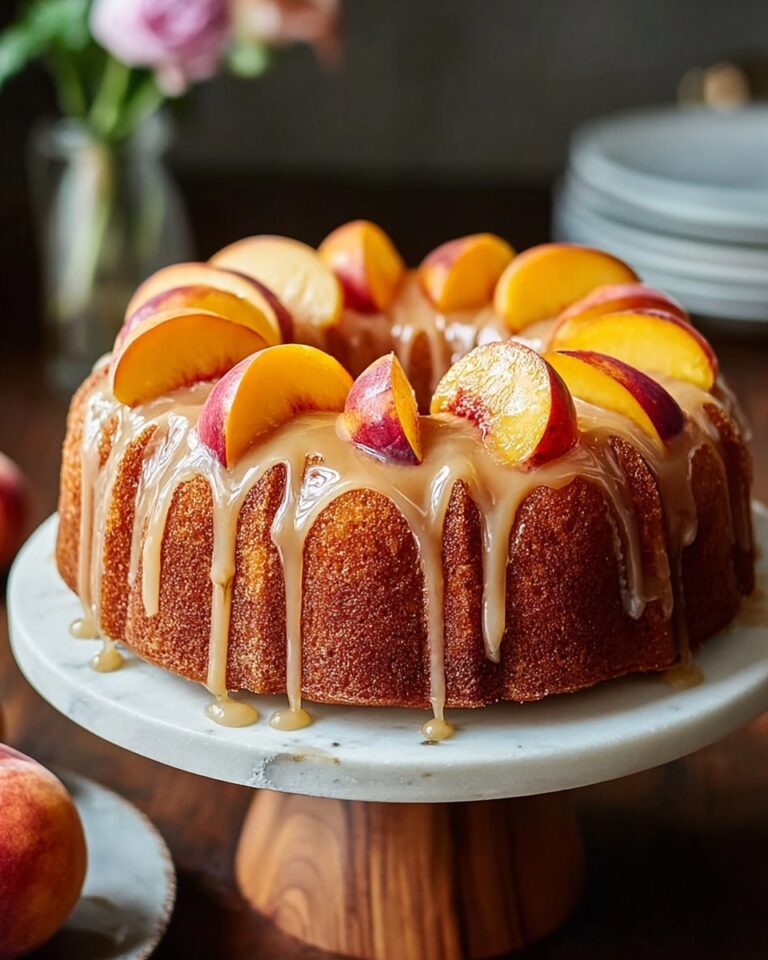 Moist Peach Cake with Cinnamon Glaze Recipe
