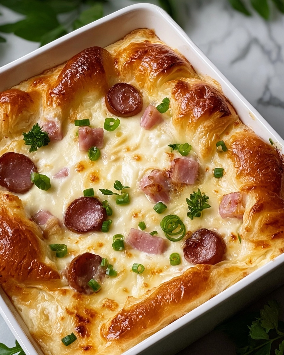 Ham & Cheese Croissant Breakfast Casserole Recipe - Recipe Image