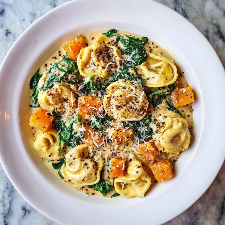Creamy Skillet Tortellini with Sweet Potato and Spinach Recipe