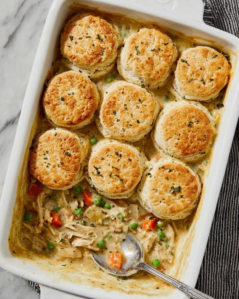 Chicken Pot Pie Casserole with Fluffy Biscuit Topping Recipe