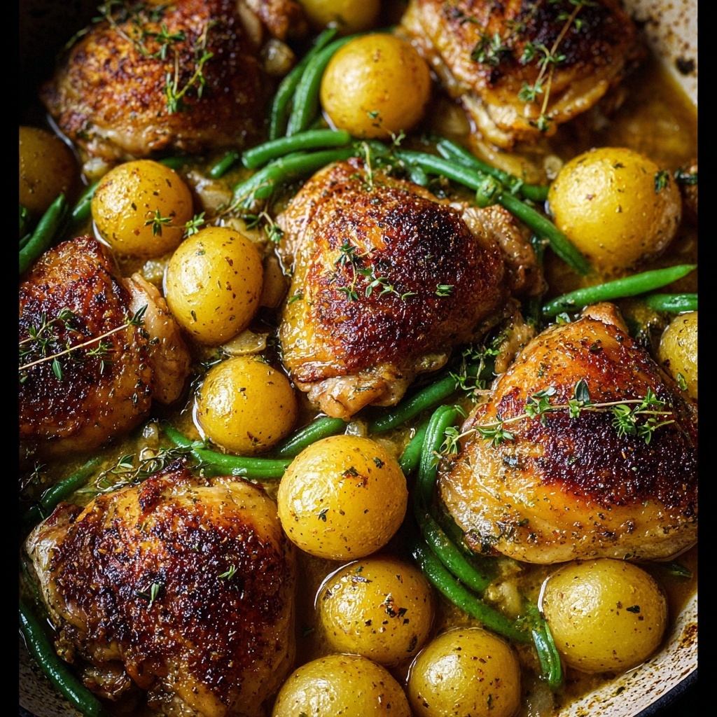Sheet Pan Maple Mustard Roasted Chicken with Potatoes and Green Beans Recipe - Recipe Image
