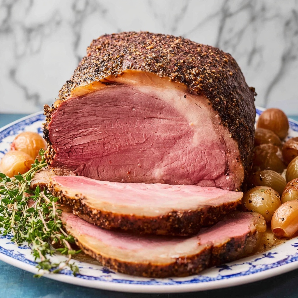 Juicy and Delicious Prime Rib Roast with Brandy Peppercorn Sauce Recipe - Recipe Image