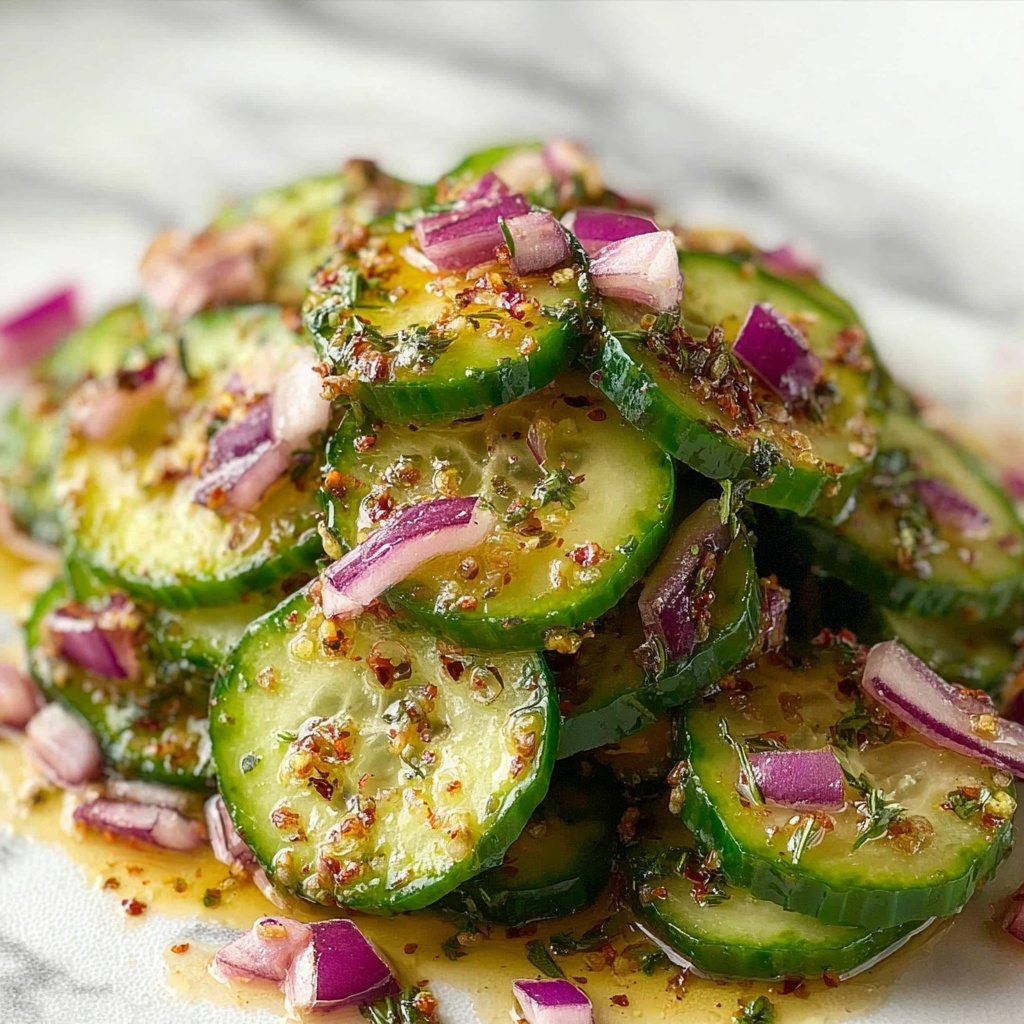Cucumber Salad with Herb & Garlic Dressing (Vinaigrette) Recipe - Recipe Image