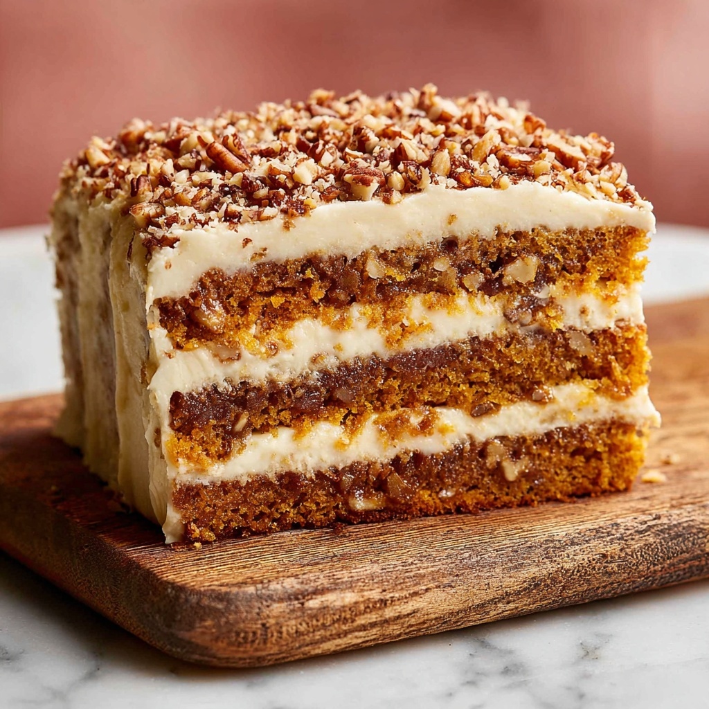 A Very Big Pumpkin Layer Cake with Toffee Pecans and Cream Cheese Frosting Recipe - Recipe Image