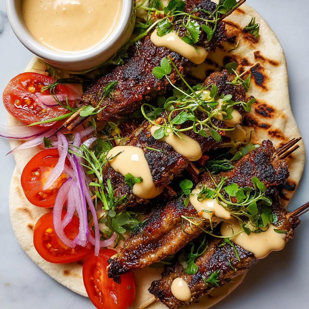 Greek Lamb Kofta Kebabs with Tzatziki Sauce and Pita Wraps Recipe - Recipe Image