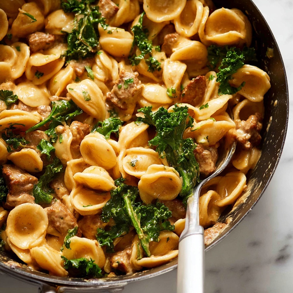 Orecchiette Sausage Pasta in Creamy Tomato Sauce Recipe - Recipe Image
