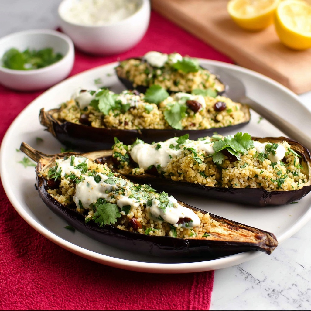 Middle Eastern Roasted Eggplant with Spiced Couscous Recipe - Recipe Image