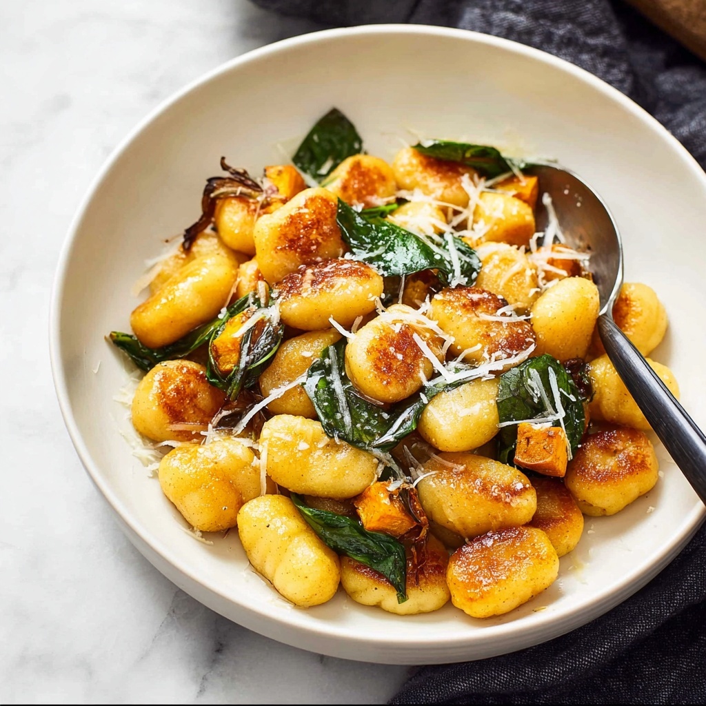 Pan Fried Gnocchi with Pumpkin & Spinach Recipe - Recipe Image