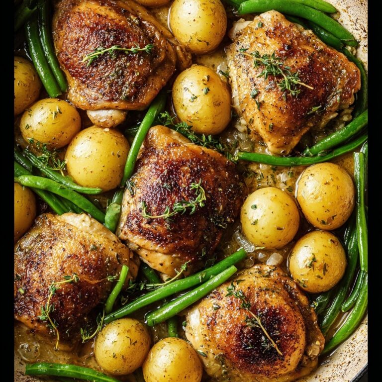 Sheet Pan Maple Mustard Roasted Chicken with Potatoes and Green Beans Recipe