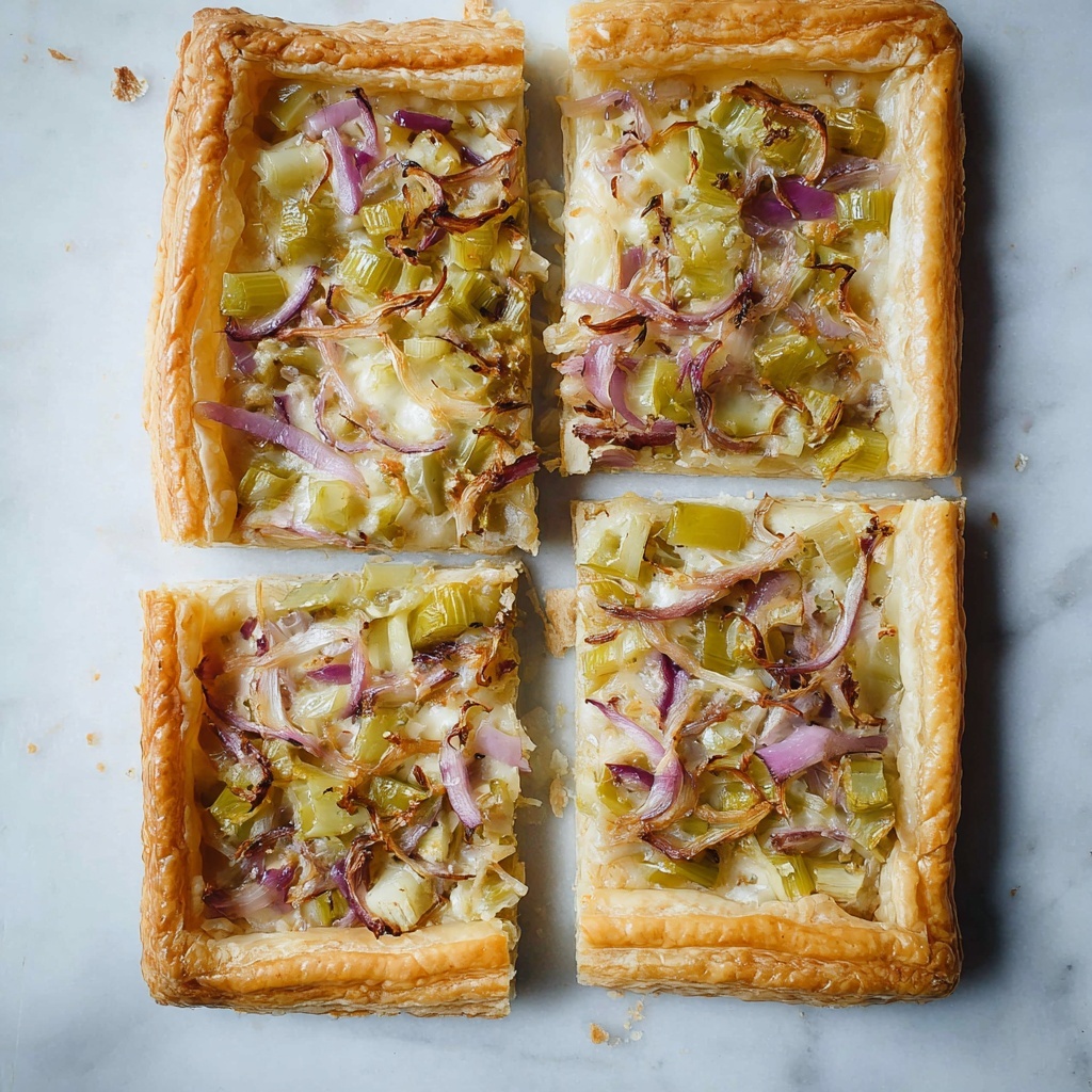 Leek, Onion, and Camembert Puff Pastry Tart Recipe - Recipe Image
