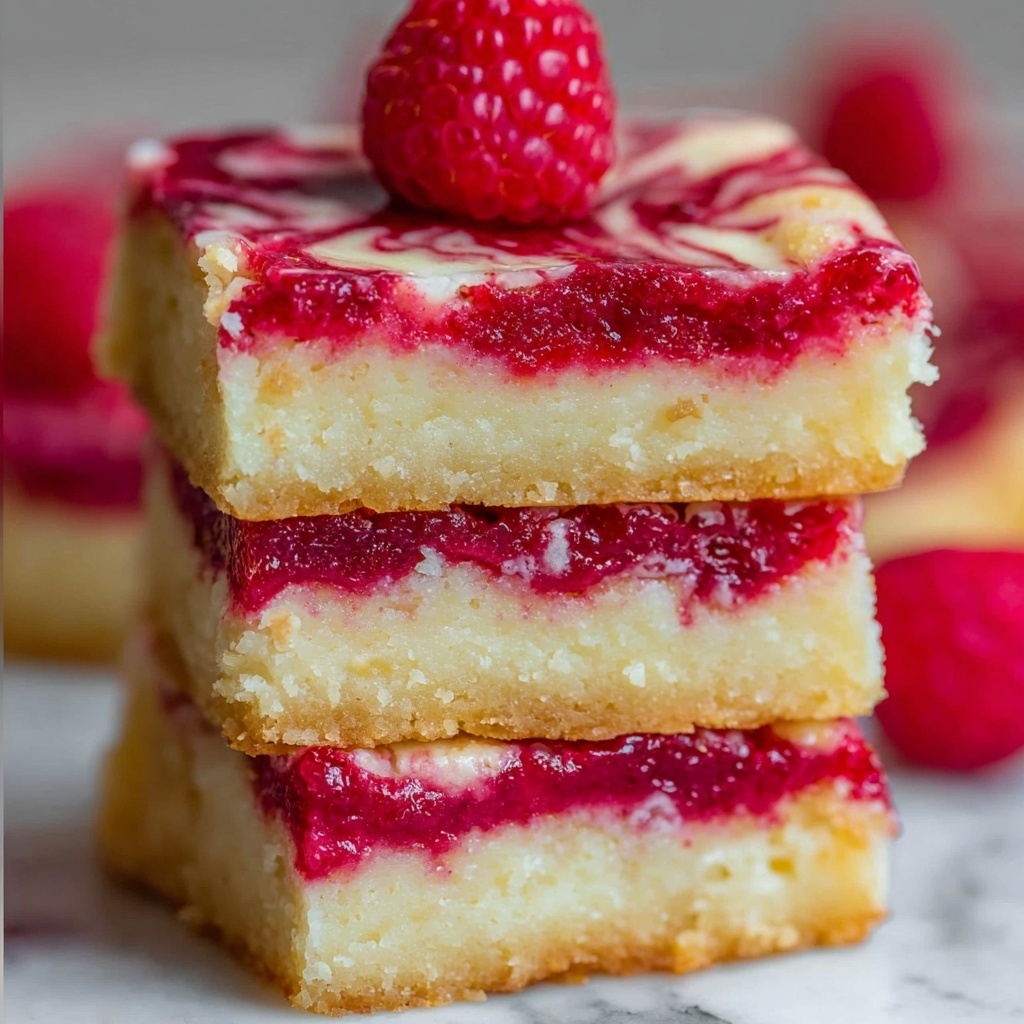 Raspberry Swirl Cheesecake Bars Recipe - Recipe Image