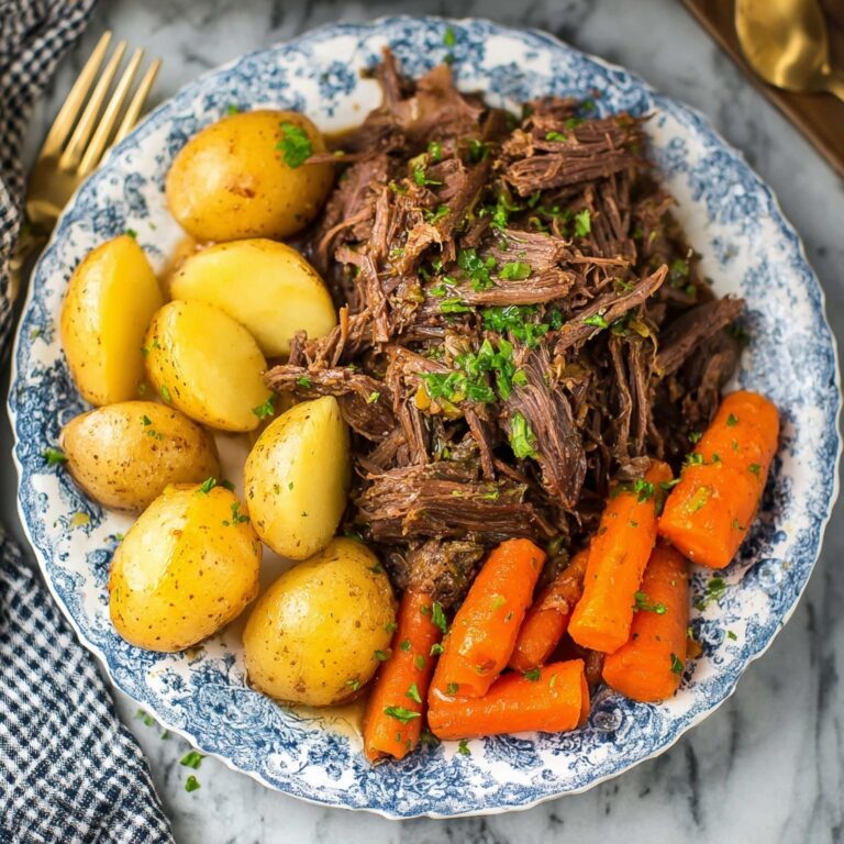 Slow Cooker Pot Roast with Vegetables and Red Wine Gravy Recipe