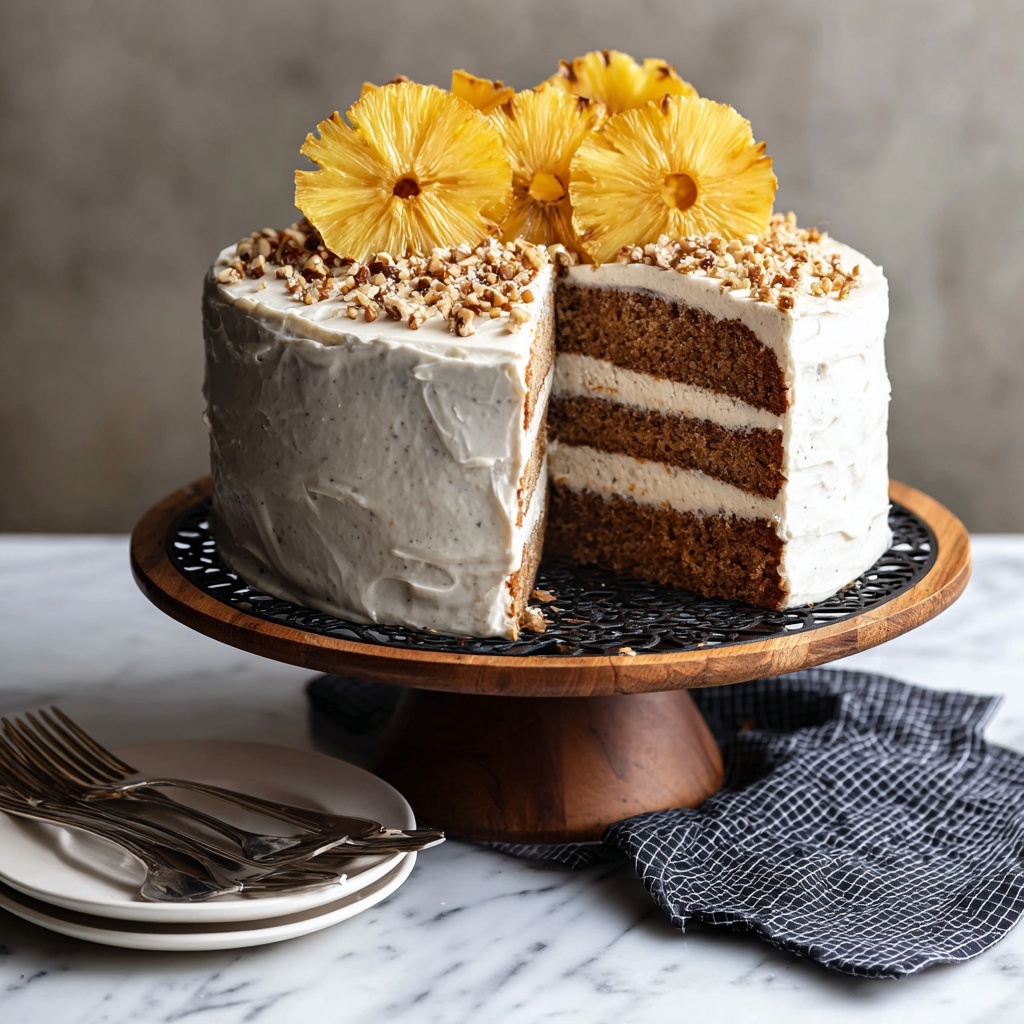 Hummingbird Cake with Dried Pineapple Flowers Recipe - Recipe Image