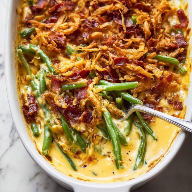 Green Bean Casserole with Cheese and Bacon Recipe