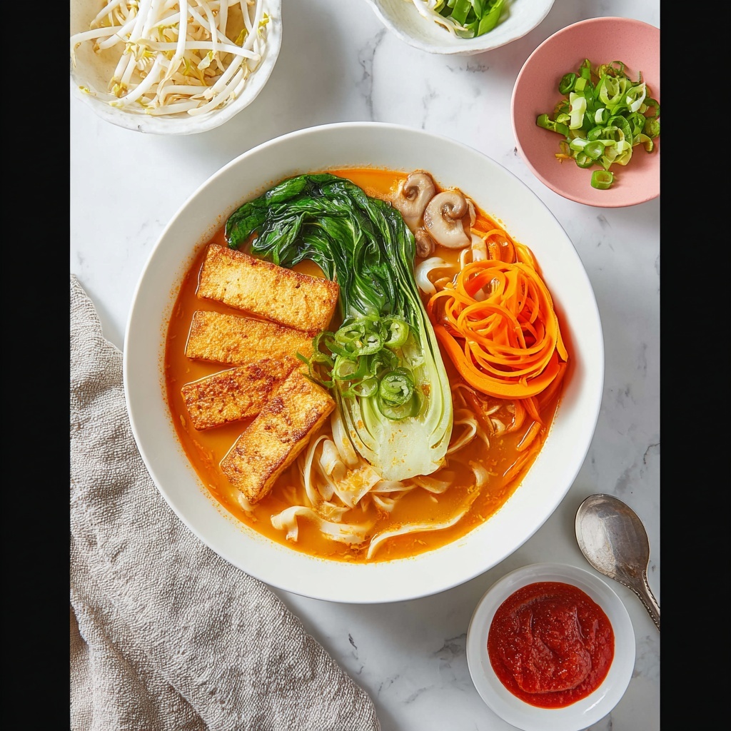 Vegetarian Ramen with Crispy Tofu and Fresh Vegetables Recipe - Recipe Image