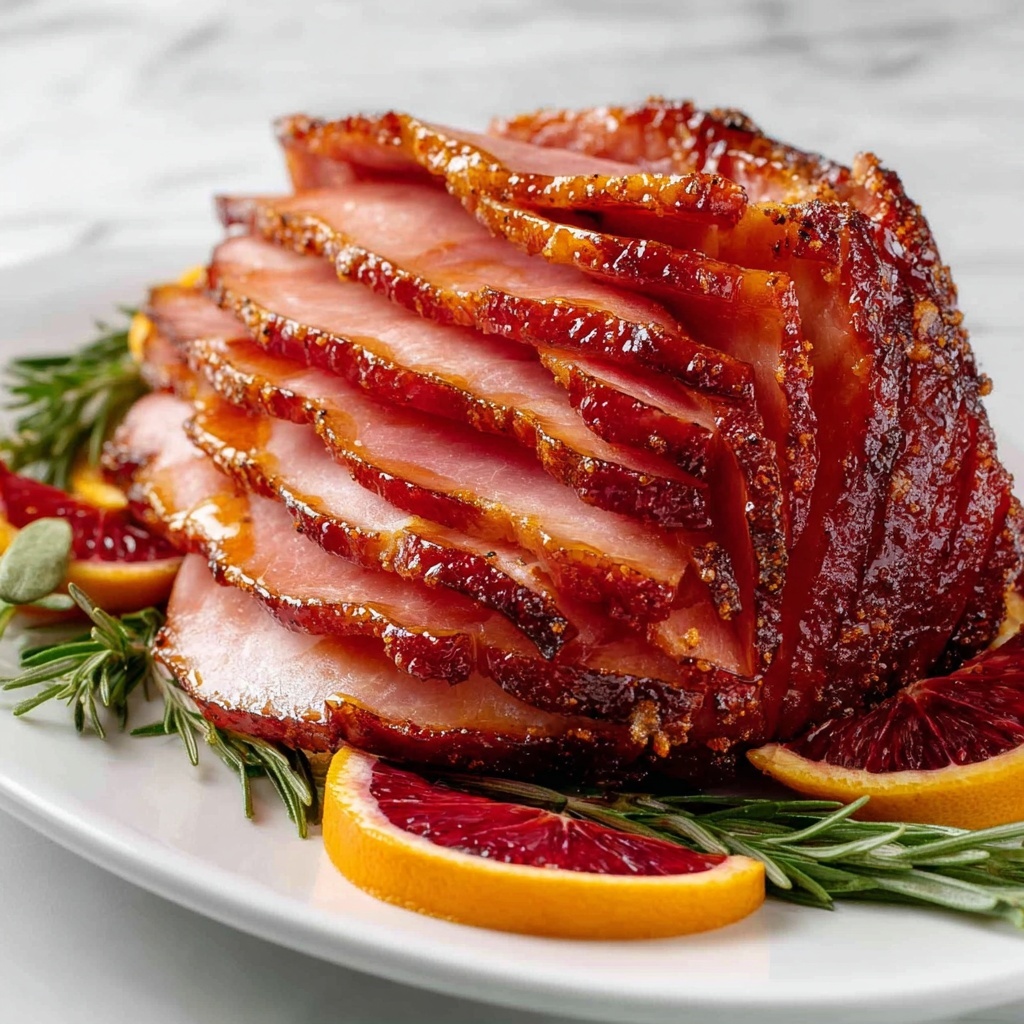 Festive Blood Orange Ham with Spiced Glaze and Pomegranate Arils Recipe - Recipe Image