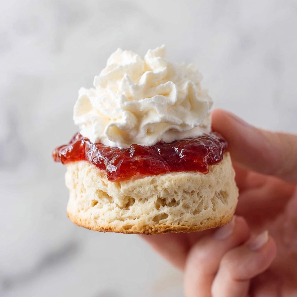 Homemade Classic Strawberry Scones with Cream and Jam Recipe - Recipe Image