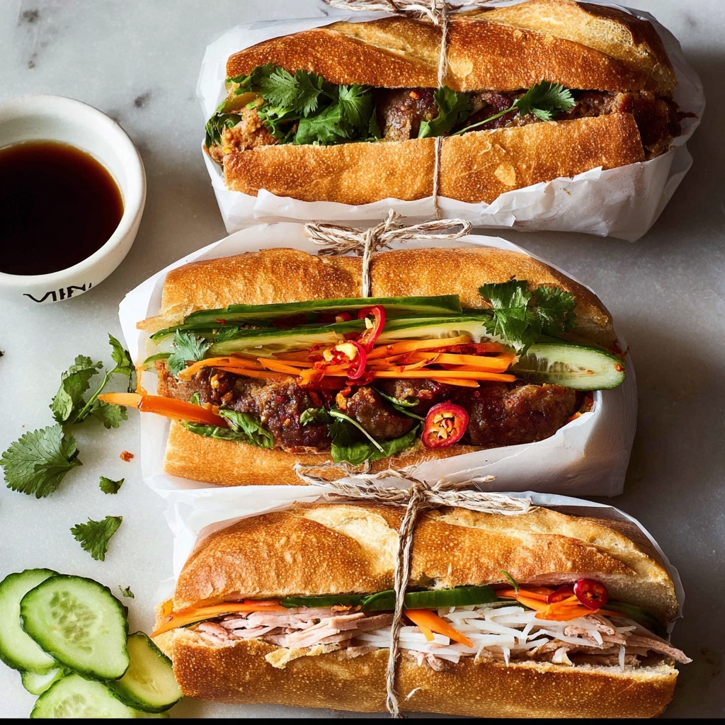 Banh Mi Sandwiches with Pork, Chicken, and Fresh Vegetables Recipe - Recipe Image