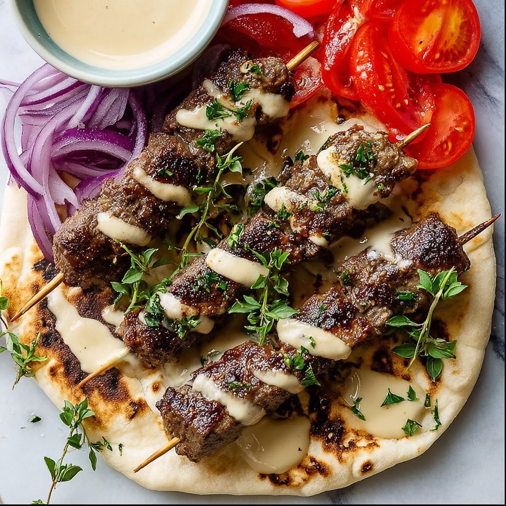 Greek Lamb Kofta Kebabs with Tzatziki Sauce and Pita Wraps Recipe - Recipe Image