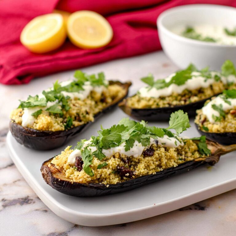 Middle Eastern Roasted Eggplant with Spiced Couscous Recipe