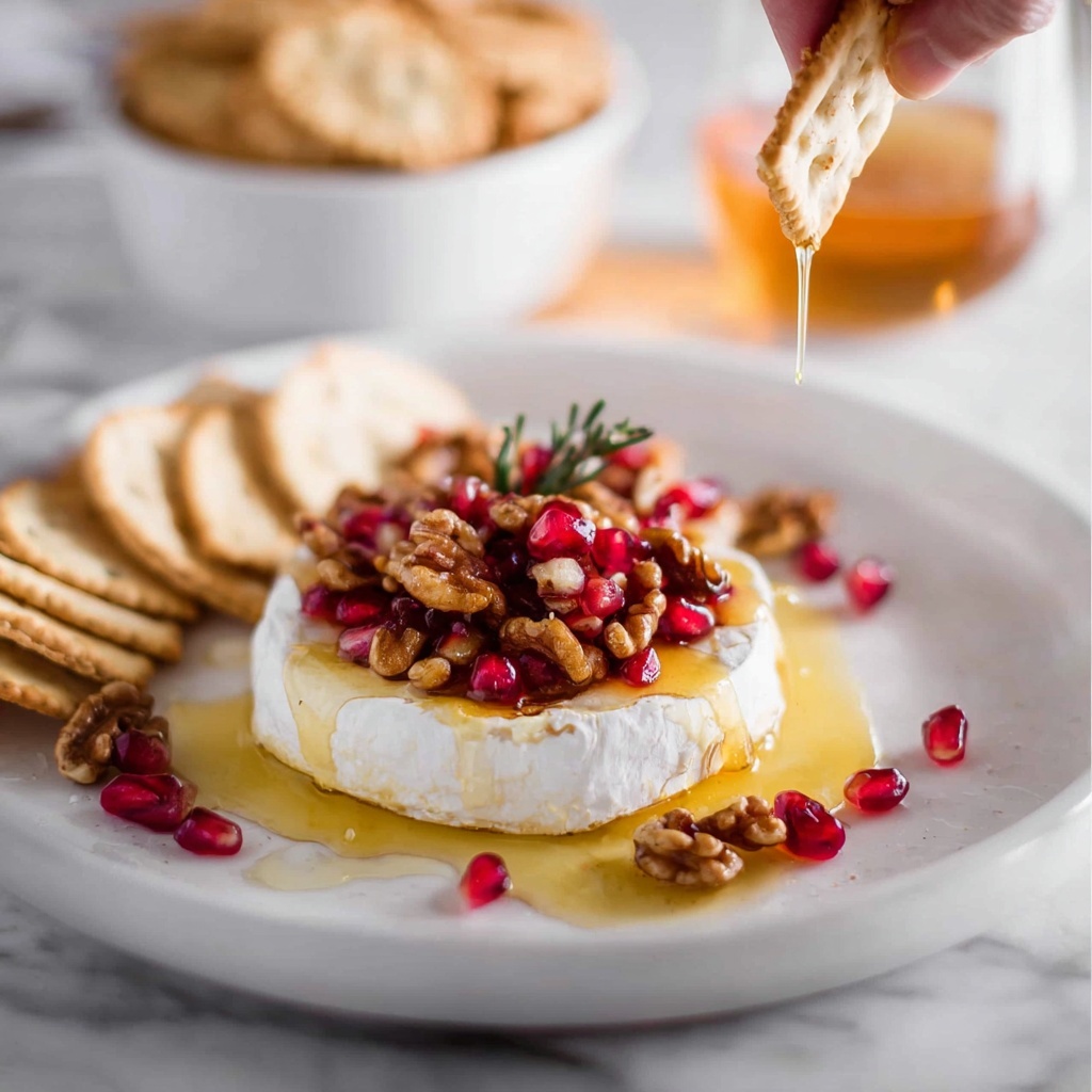 3 Minute Melty Festive Brie with Pecans, Pomegranate, and Maple Syrup Recipe - Recipe Image