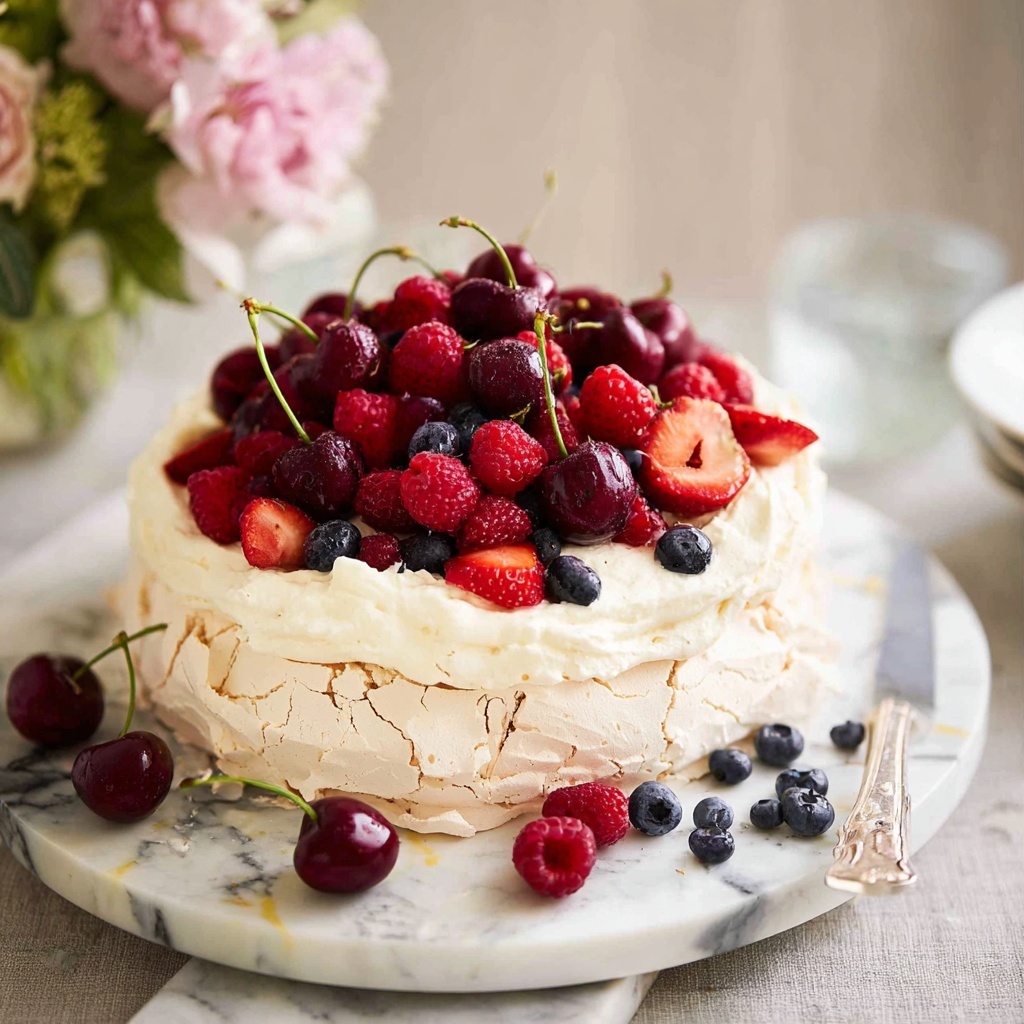 Classic Pavlova with Fresh Berries Recipe - Recipe Image