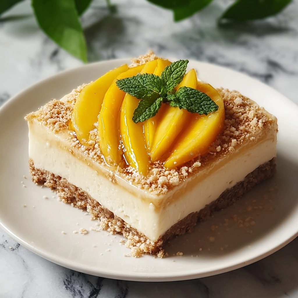 Vegan Mango Cheesecake Bars Recipe - Recipe Image