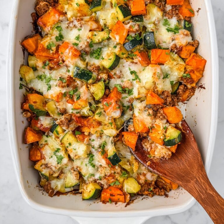 Ground Turkey and Sweet Potato Bake with Zucchini and Mozzarella Recipe