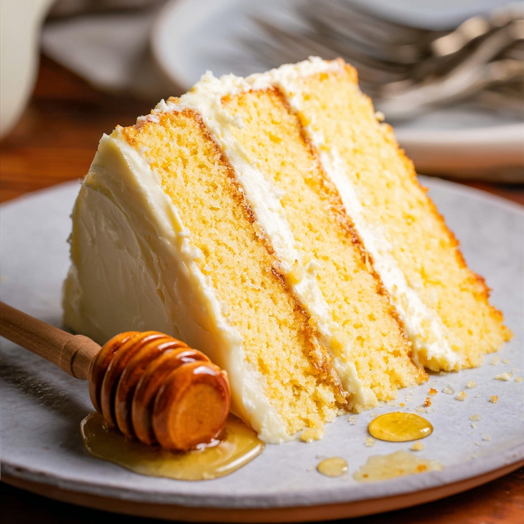 Cornbread Cake with Whipped Honey Buttercream Frosting Recipe - Recipe Image