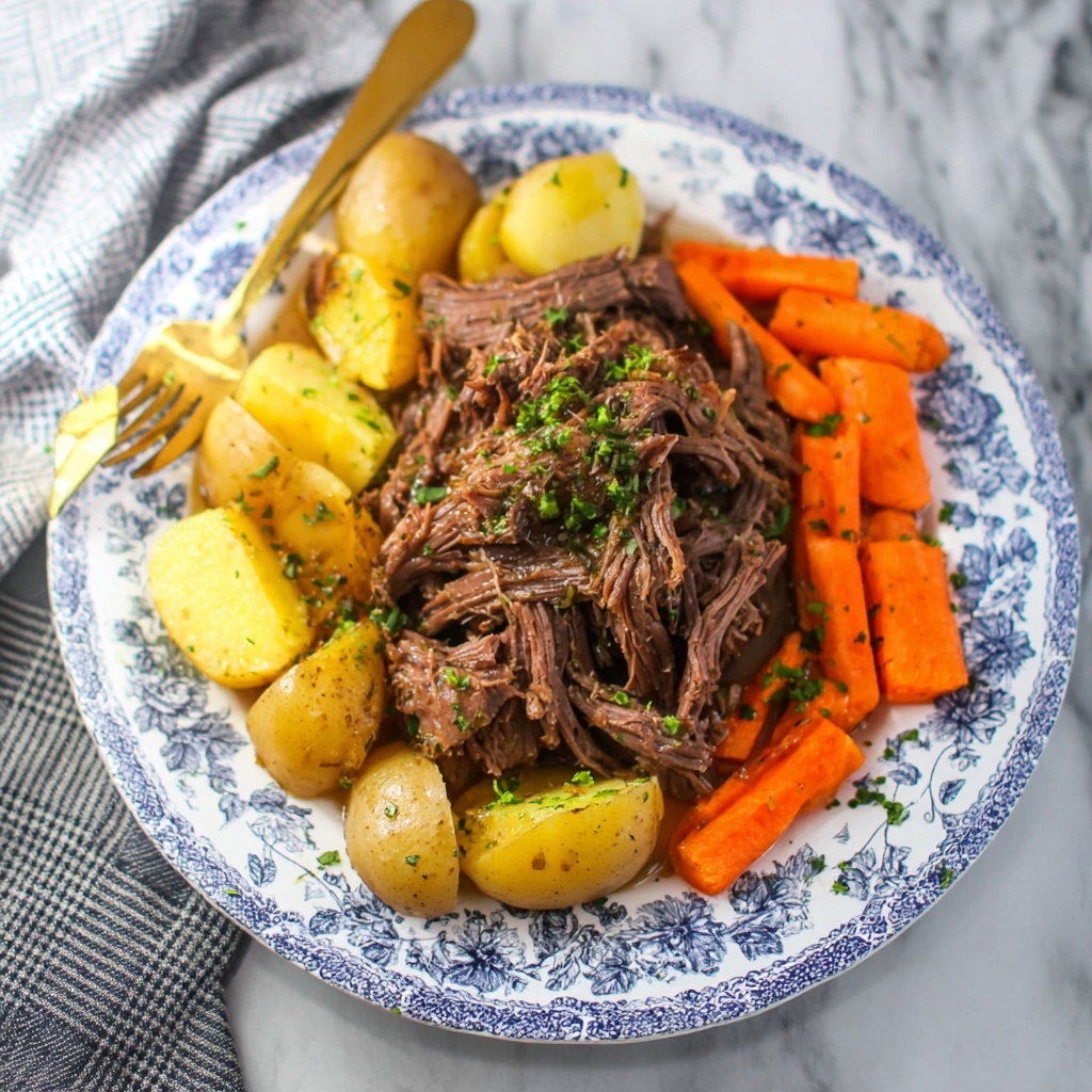 Slow Cooker Pot Roast with Vegetables and Red Wine Gravy Recipe - Recipe Image