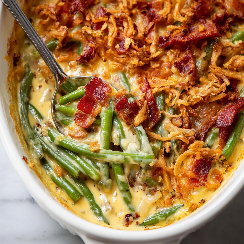 Green Bean Casserole with Cheese and Bacon Recipe - Recipe Image