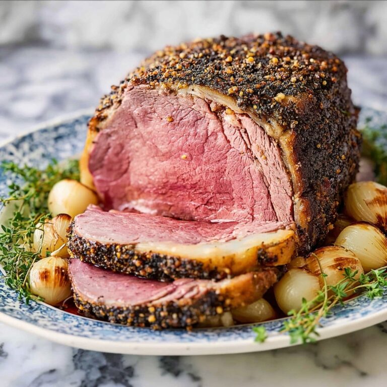 Juicy and Delicious Prime Rib Roast with Brandy Peppercorn Sauce Recipe