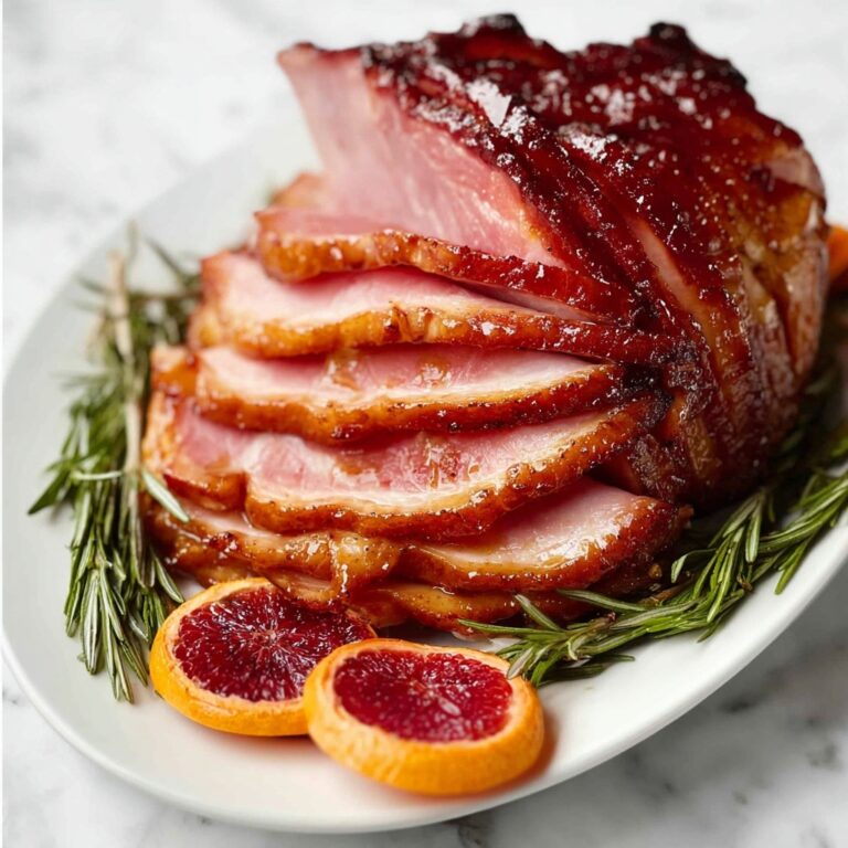 Festive Blood Orange Ham with Spiced Glaze and Pomegranate Arils Recipe