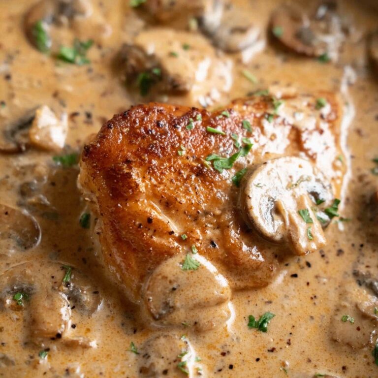 Creamy Chicken Stroganoff with Mushrooms and Egg Noodles Recipe