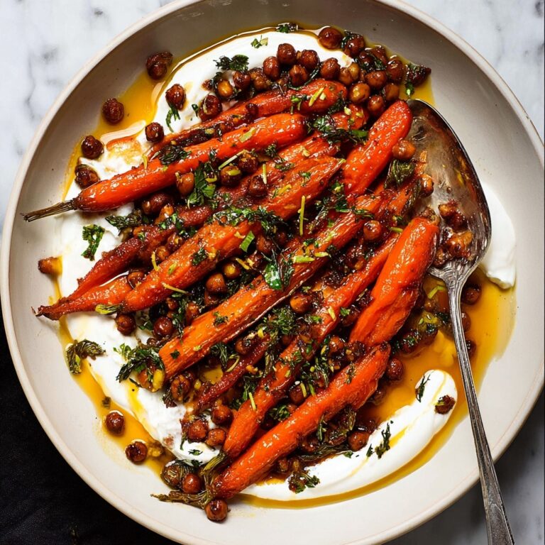 Spicy Maple Roast Carrots with Crispy Chickpeas and Yogurt Sauce Recipe