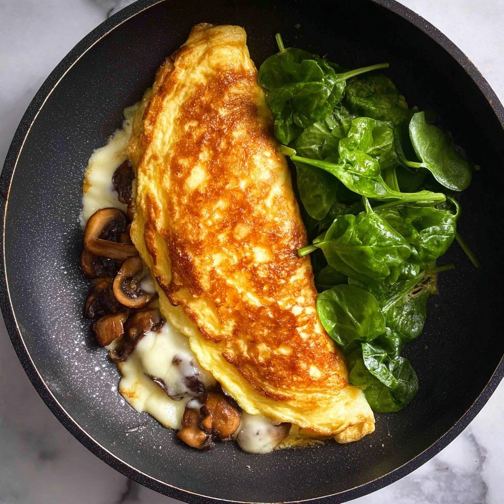 Mushroom and Cheese Omelette with Garlic and Herbs Recipe - Recipe Image