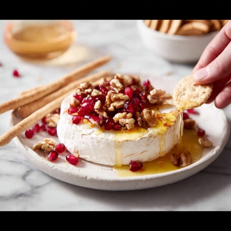 3 Minute Melty Festive Brie with Pecans, Pomegranate, and Maple Syrup Recipe