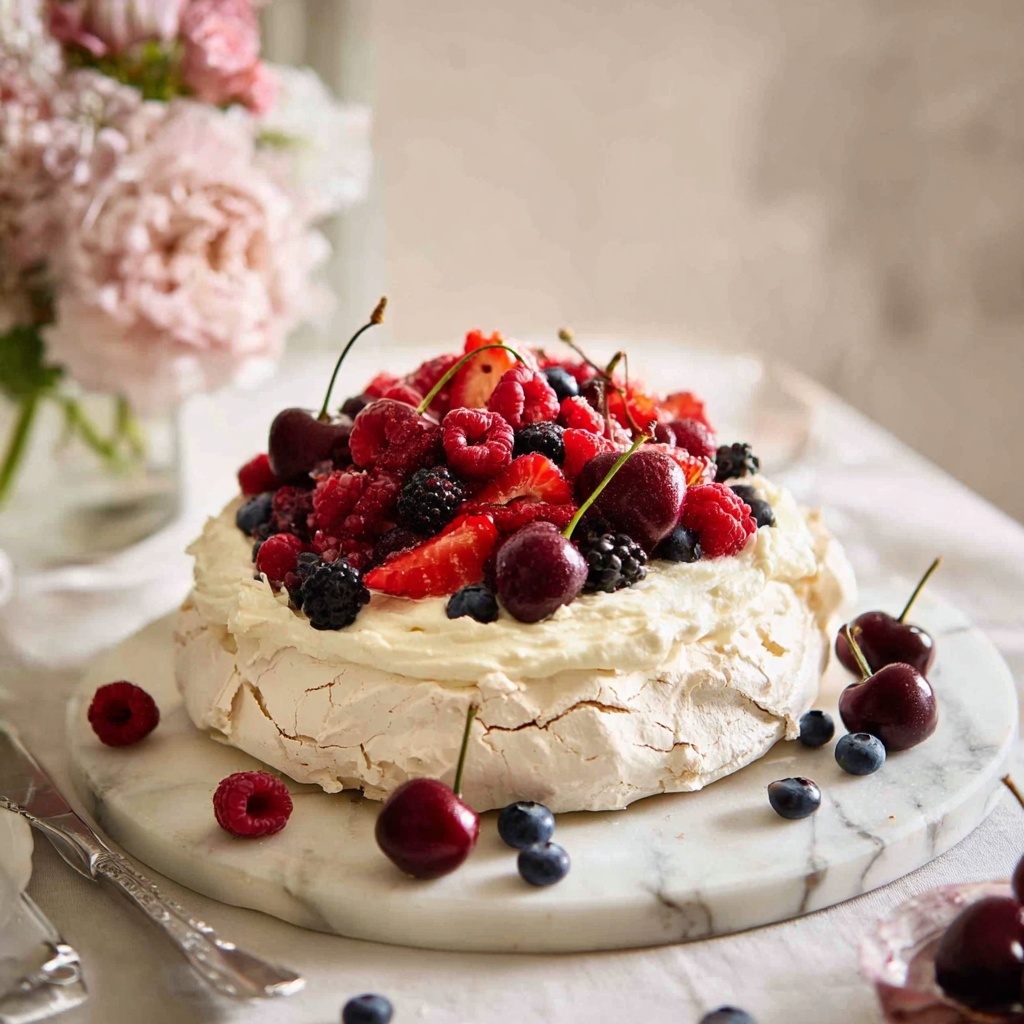 Classic Pavlova with Fresh Berries Recipe - Recipe Image