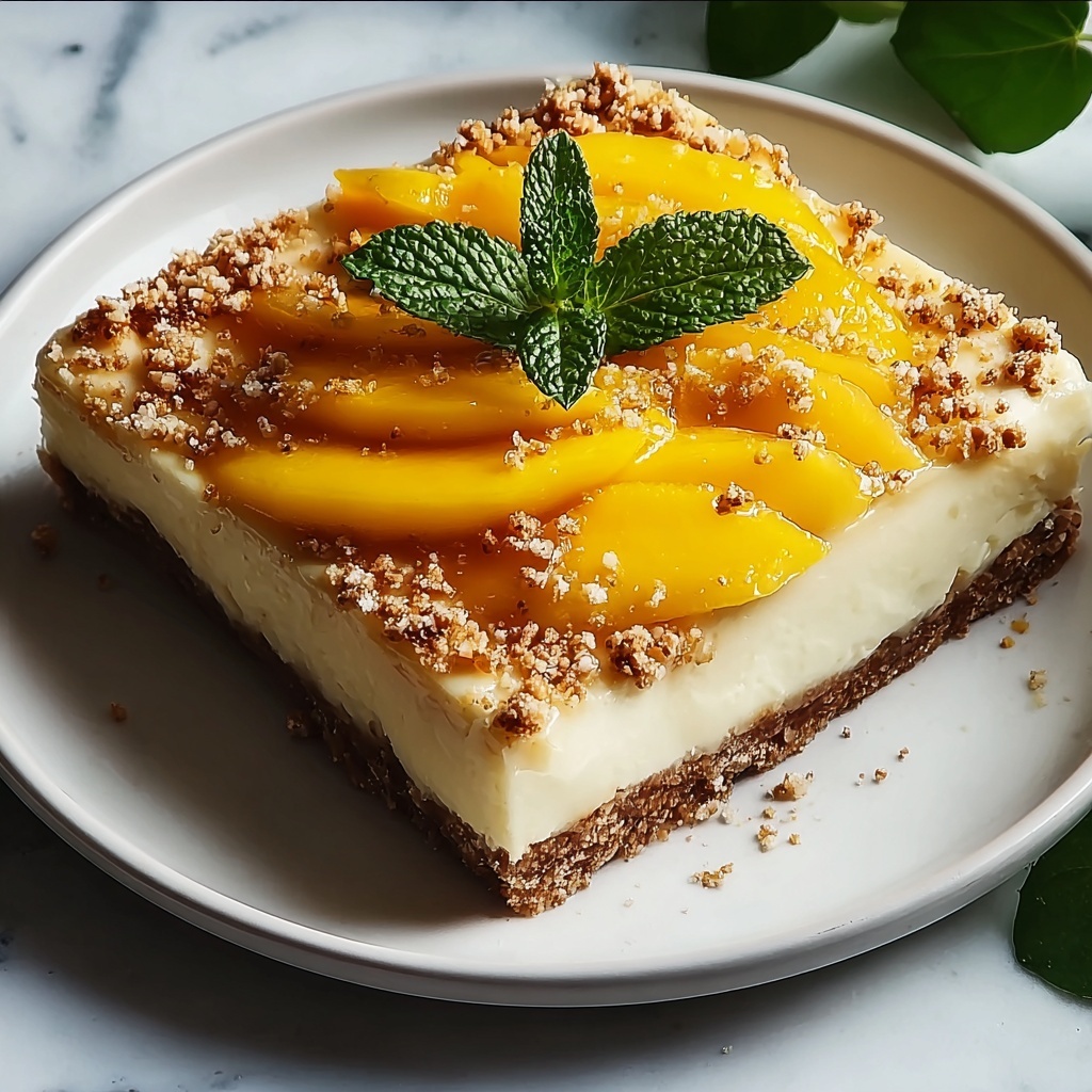 Vegan Mango Cheesecake Bars Recipe - Recipe Image