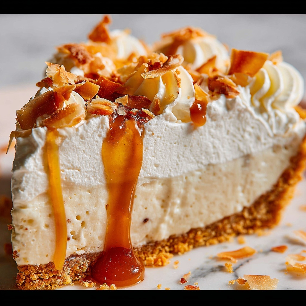 Coconut Cream Pie with Caramel and Toasted Coconut Garnish Recipe - Recipe Image