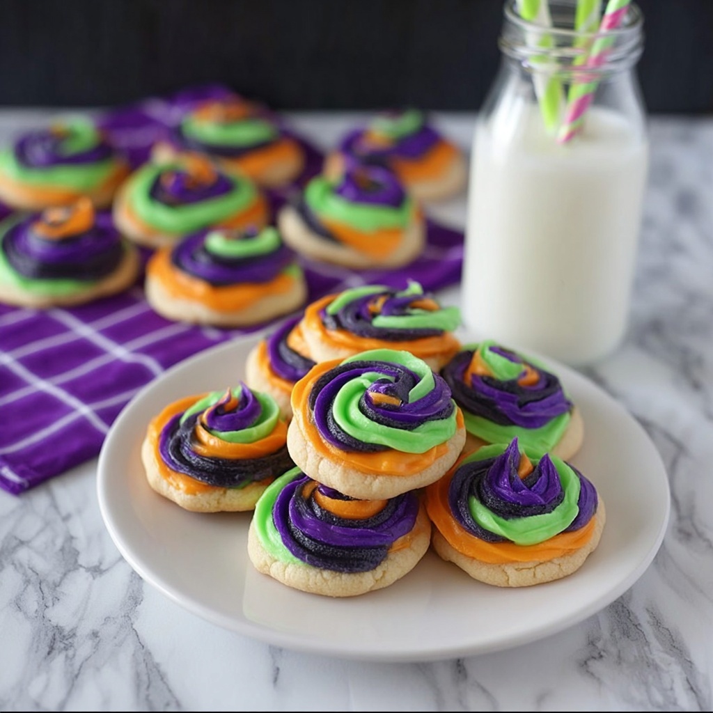 Halloween Crinkle Cookies with Colorful Frosting Recipe - Recipe Image