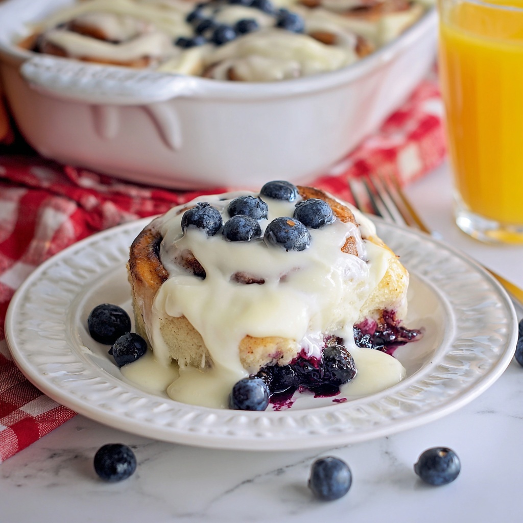 Blueberry Cinnamon Rolls with Cream Cheese Frosting Recipe - Recipe Image